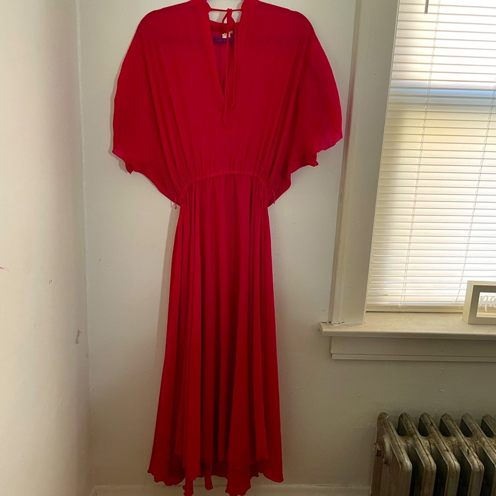 Vintage, Magenta, lower calf length sheer dress! Worn twice.